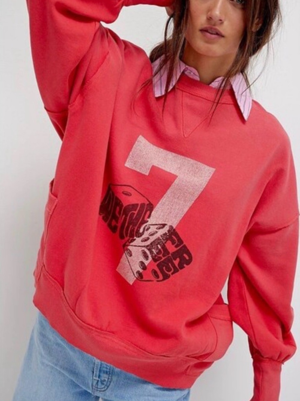 Free People Dicey Red Pullover